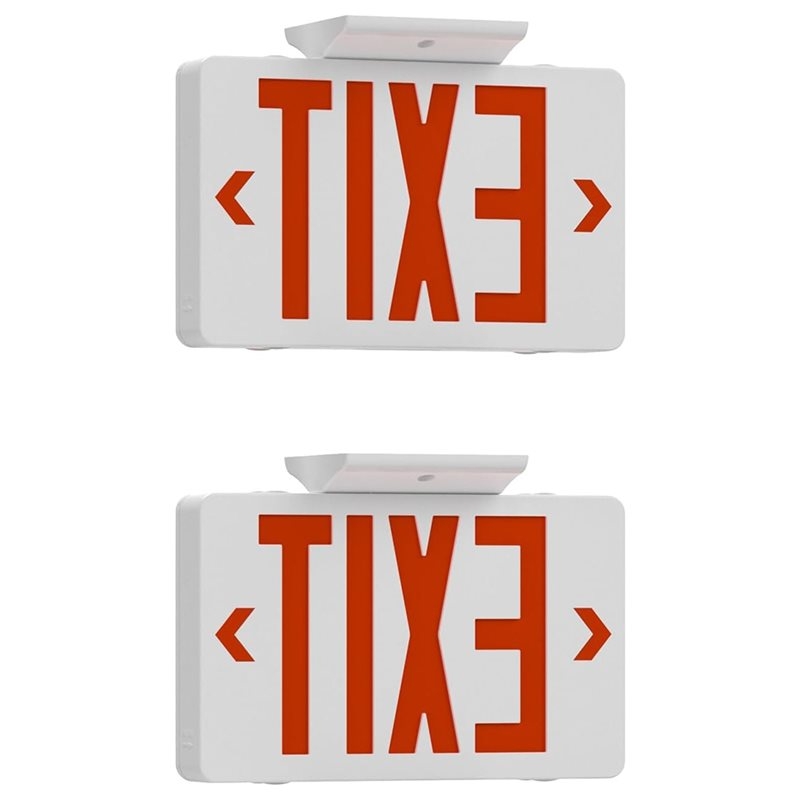 Emergency Exit Sign - B67C UL認証取得済み、業務用非常灯コンボ、LED赤色出口標識（非常灯用バッテリーバックアップ付き）2個セット
