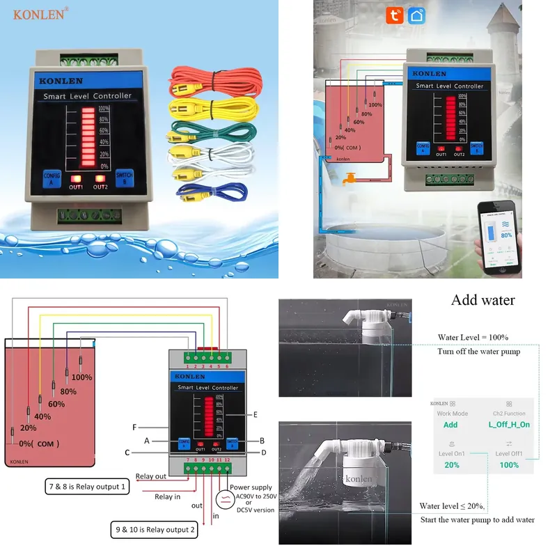 KONLEN水位センサー WIFI水槽レベルコントローラー  - Water Alarm Sensor のレビューと価格
