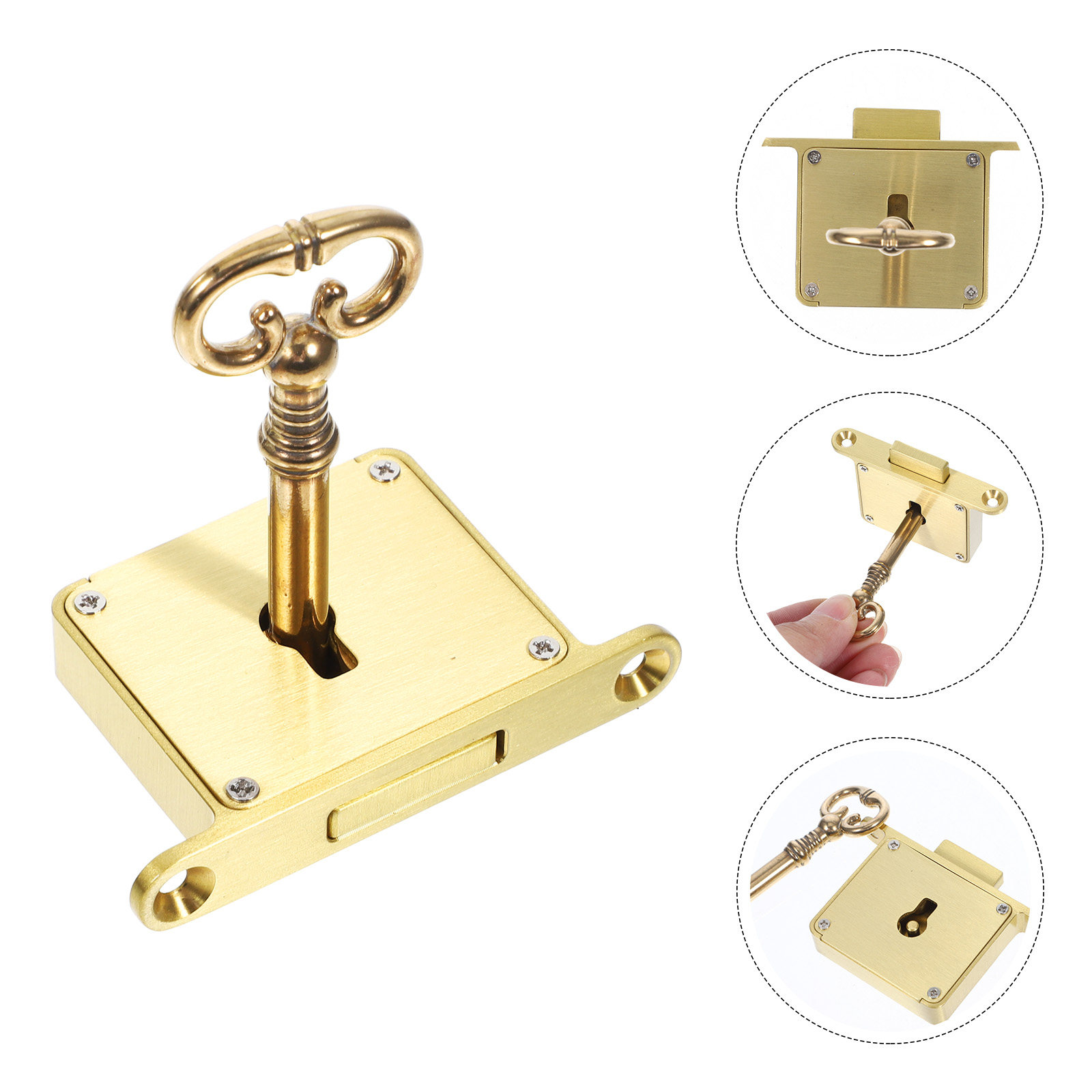 1セットの頑丈な真鍮製キャビネットロック、ヴィンテージスタイ - Lockbox Key Secure のレビューと価格