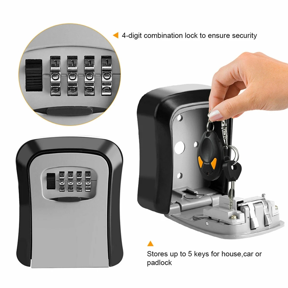 壁取り付けキーロックボックス、4桁のパスワードコード、セキュ - Lockbox Key Secure のレビューと価格