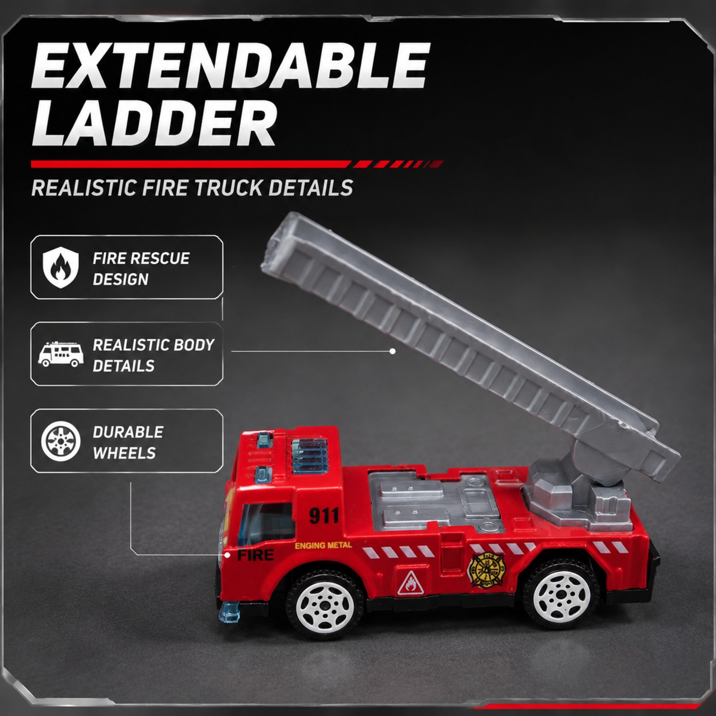 1:64合金+プラスチック製子供向け消防車両セット、都市救助 - Fire Escape Ladder のレビューと価格