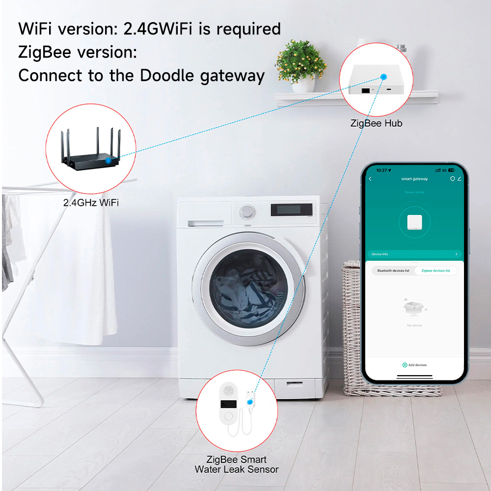 水漏れ検知器,Wi-Fi,Tuya,音声および光アラーム付き - Water Alarm Sensor のレビューと価格
