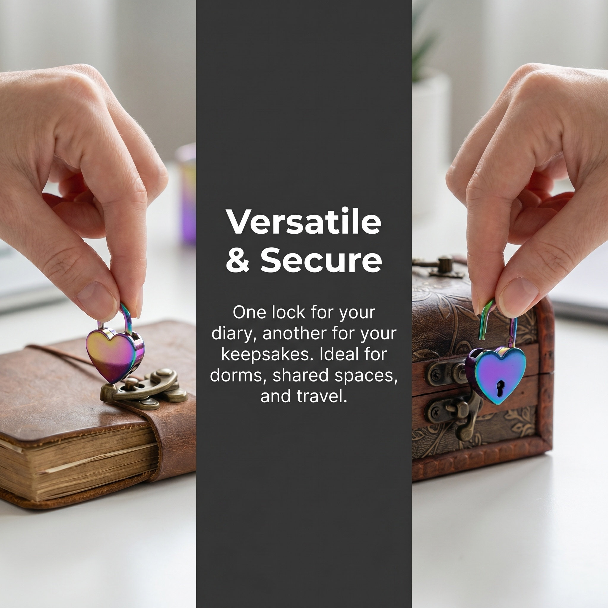 2 セットミニハート型南京錠キー付きヴィンテージメタル日記帳 - Lockbox Key Secure のレビューと価格